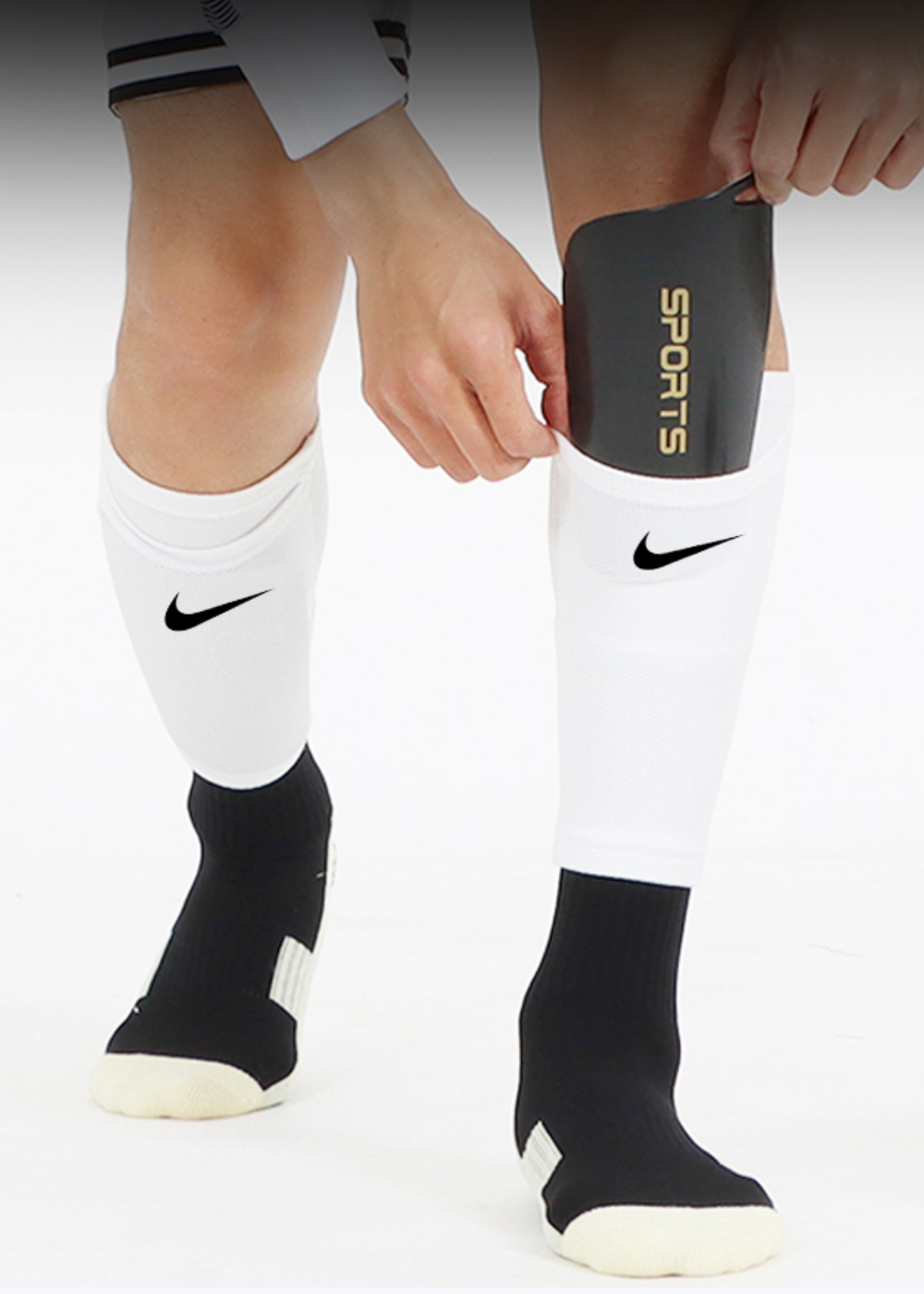 גרבי נייק - שרוול גרב למגני עצם צבע לבן