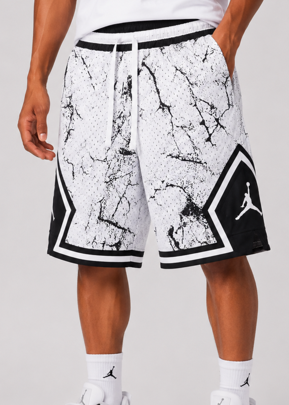 מכנס כדורסל JORDAN DIAMOND WHITE/BLACK