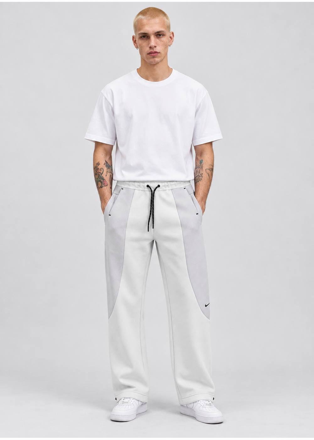 חליפת פוטר TECH FLEECE | לבן/אפור